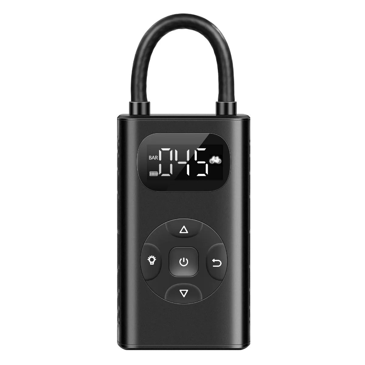 Black aviation aluminium alloy portable power bank tyre inflator with digital display and air hose