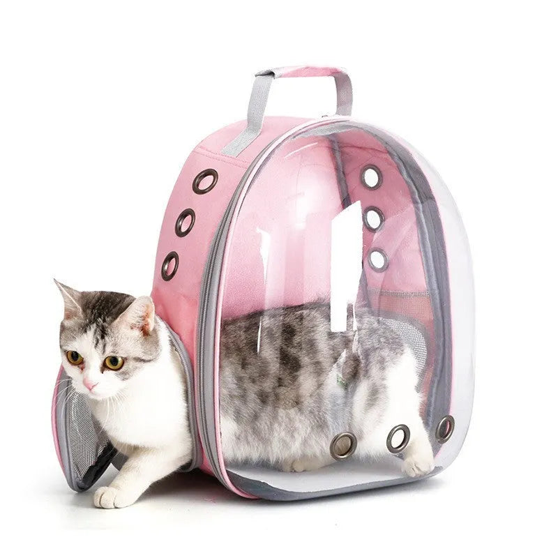 Grey hard-shell pet carrier bag with side opening for medium-sized cats or small dogs.