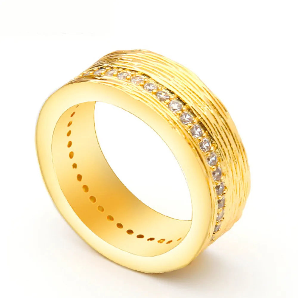 Gold geometric zircon ring for women in UK sizes 6, 7, and 8