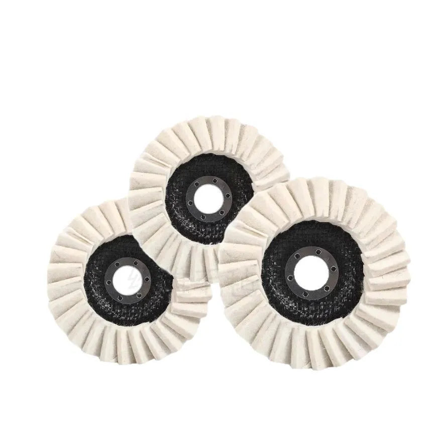 Flat wool flap disc polishing wheel for angle grinder with net cover
