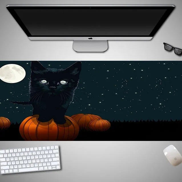 Oversized Halloween-themed gaming mouse pad with non-slip rubber base