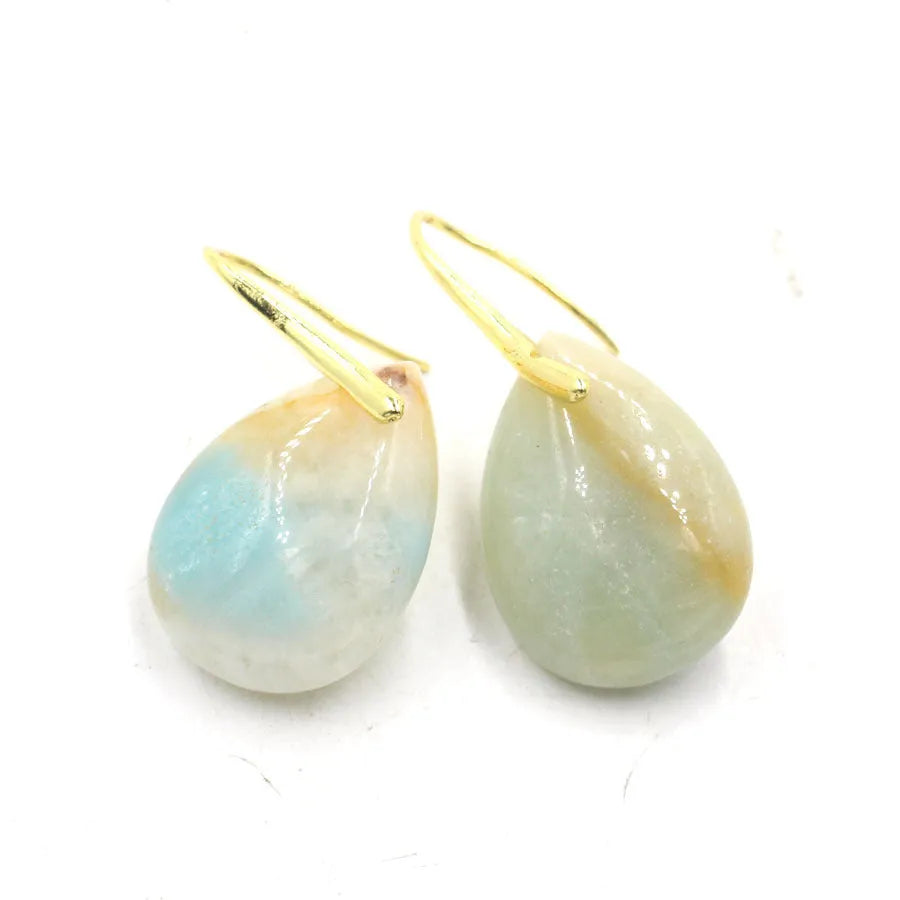 Geometric water droplet crystal earrings in multiple colour options with electroplated metal details