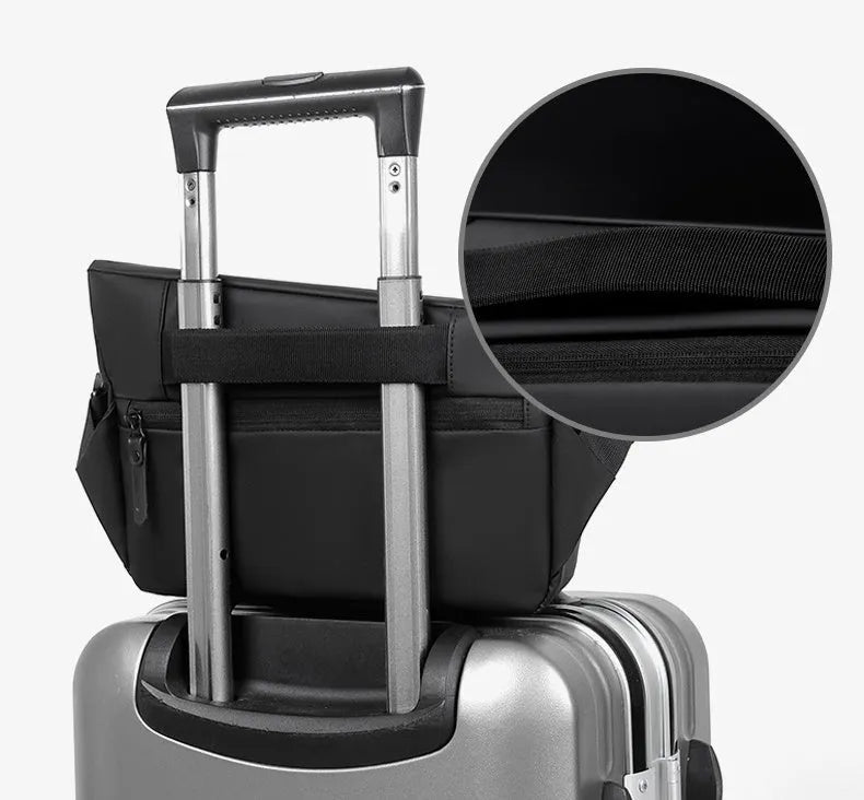 Grey PU crossbody bag with single adjustable shoulder strap showing interior phone pocket