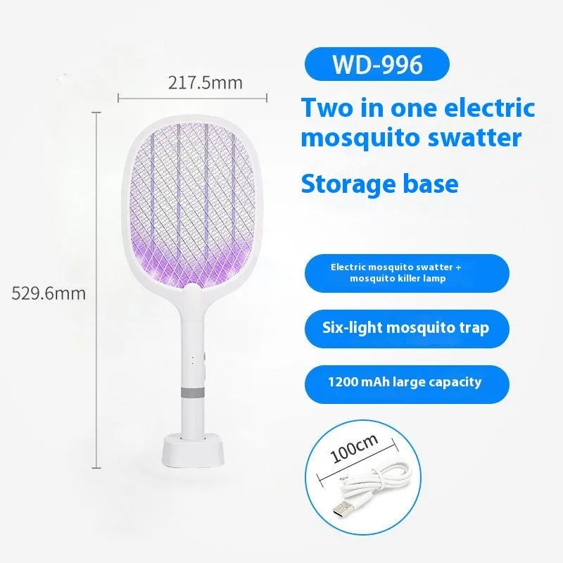 Rechargeable electric mosquito swatter in blue and purple colour options