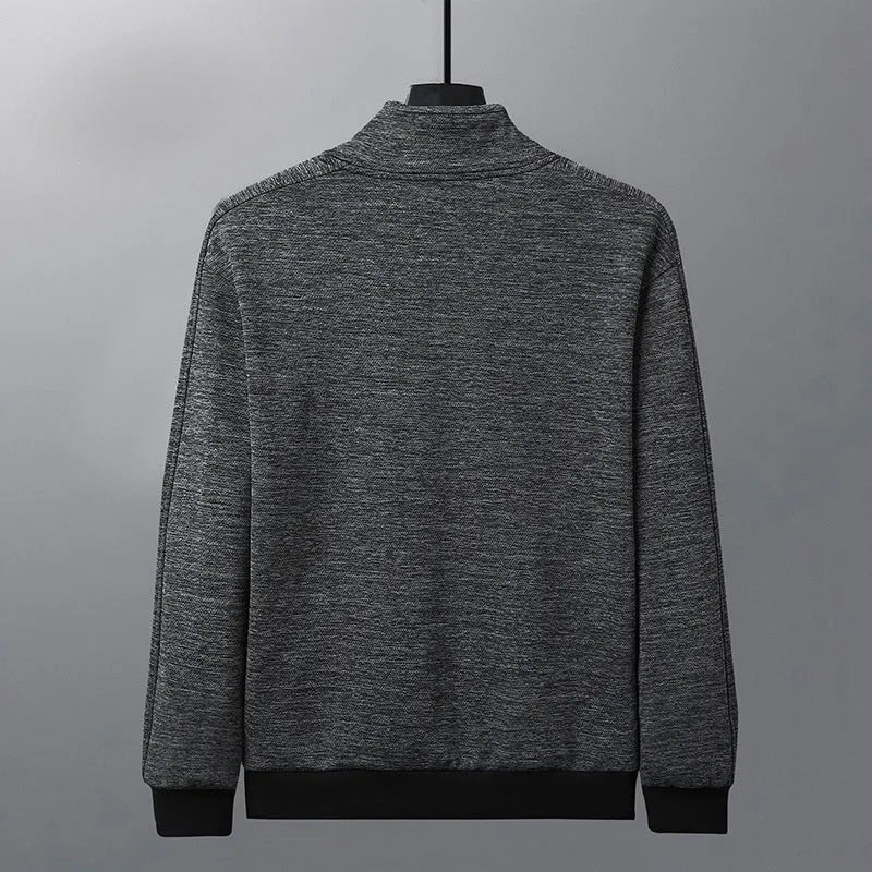 Men's black casual jacket with a stand-up collar and front zip in an athletic fit