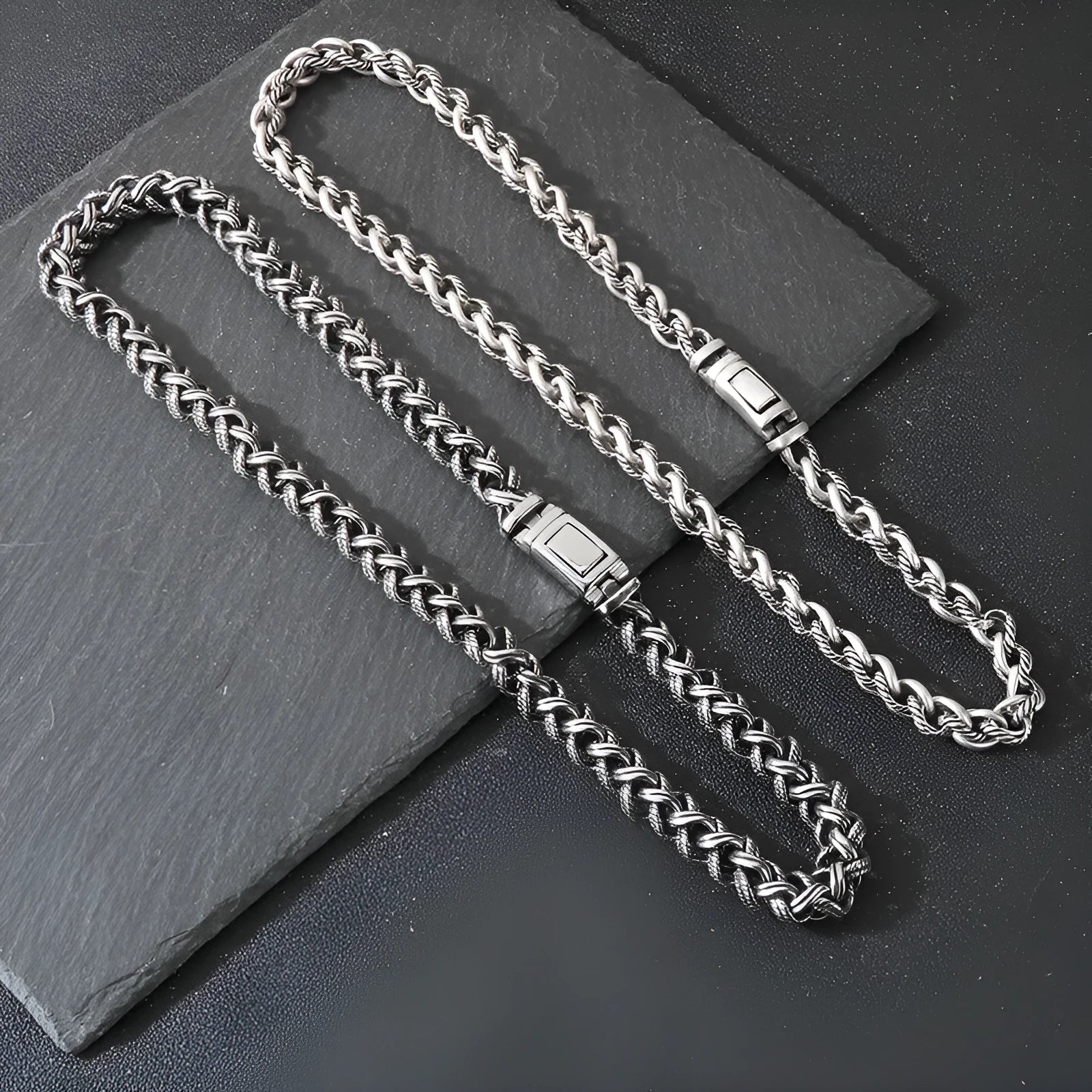 Men's titanium steel chain necklace in punk style with geometric large hemp flower design
