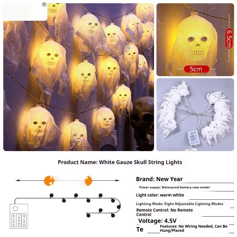 Halloween coloured battery-powered LED string lights for indoor wall decoration