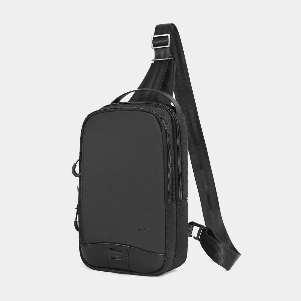 Casual black TPU chest pack with landscape camouflage pattern and interior phone pocket