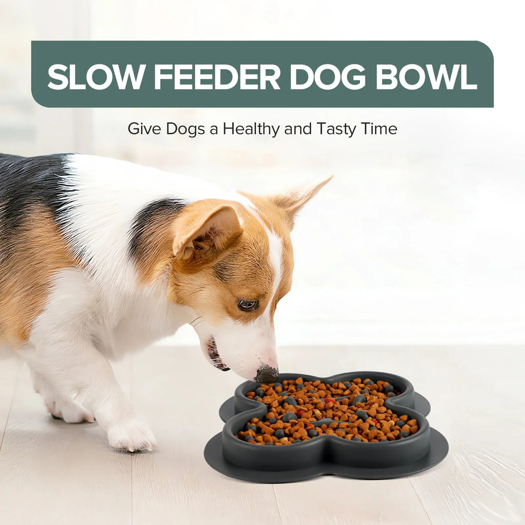 Blue silicone pet licking mat with textured grooves and a non-slip base for cats and dogs.