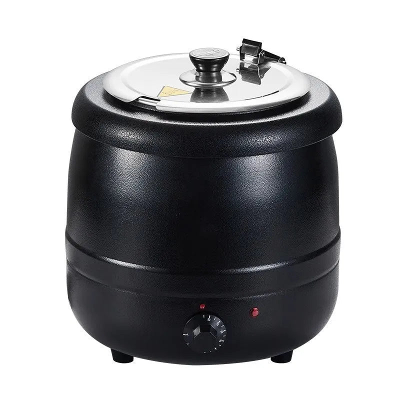 10-litre stainless steel heat preservation soup pot with black steel cover for commercial kitchens