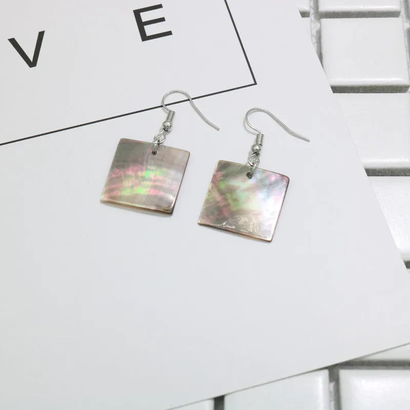 Geometric shell earrings for women in square panther or rectangular shell designs