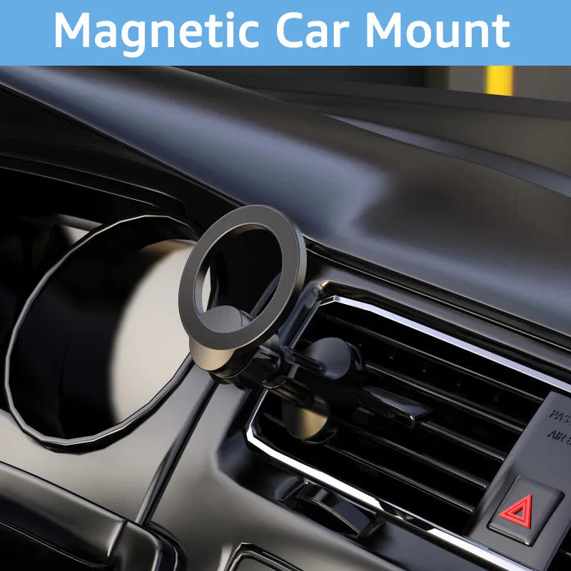 Black O-ring magnetic car air vent phone holder for mobile devices up to 6.8 inches
