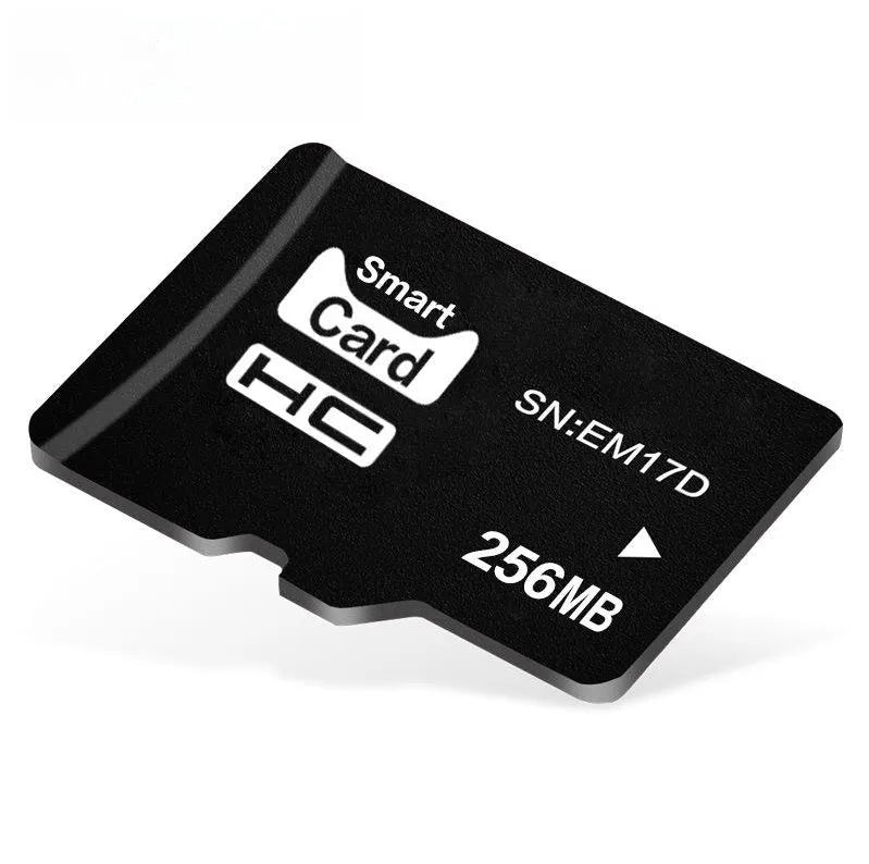 256MB TF memory card on white background, showing compact 11mm by 15mm size.
