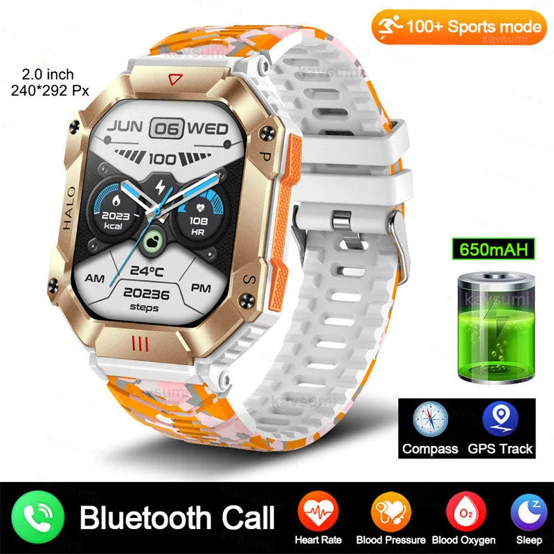Android GPS smart watch for women with titanium case and black camouflage strap on wrist