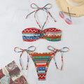 Women's halter-neck split bikini swimsuit in polyester fabric available in multiple colours