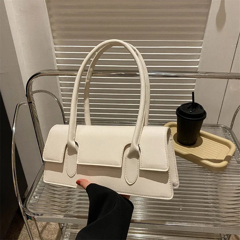 Women's small square PU shoulder bag with single strap in horizontal rectangular shape
