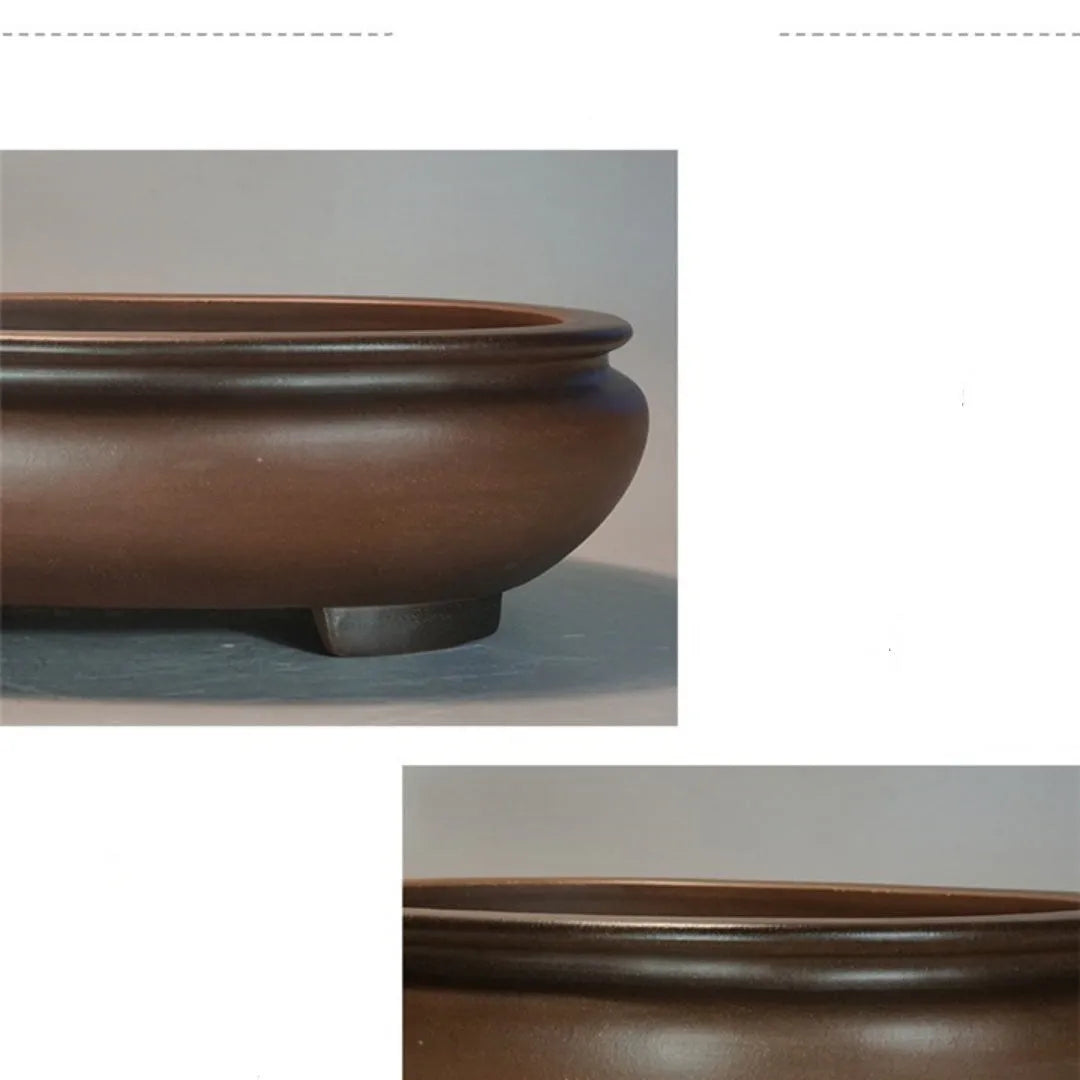 Handmade purple sand porcelain flowerpot with classical design for indoor desktop gardening