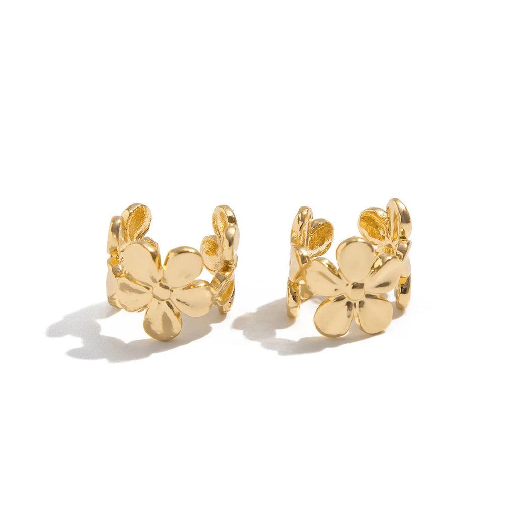 Gold electroplated starfish scallop ear drops for women with conch marine animal designs