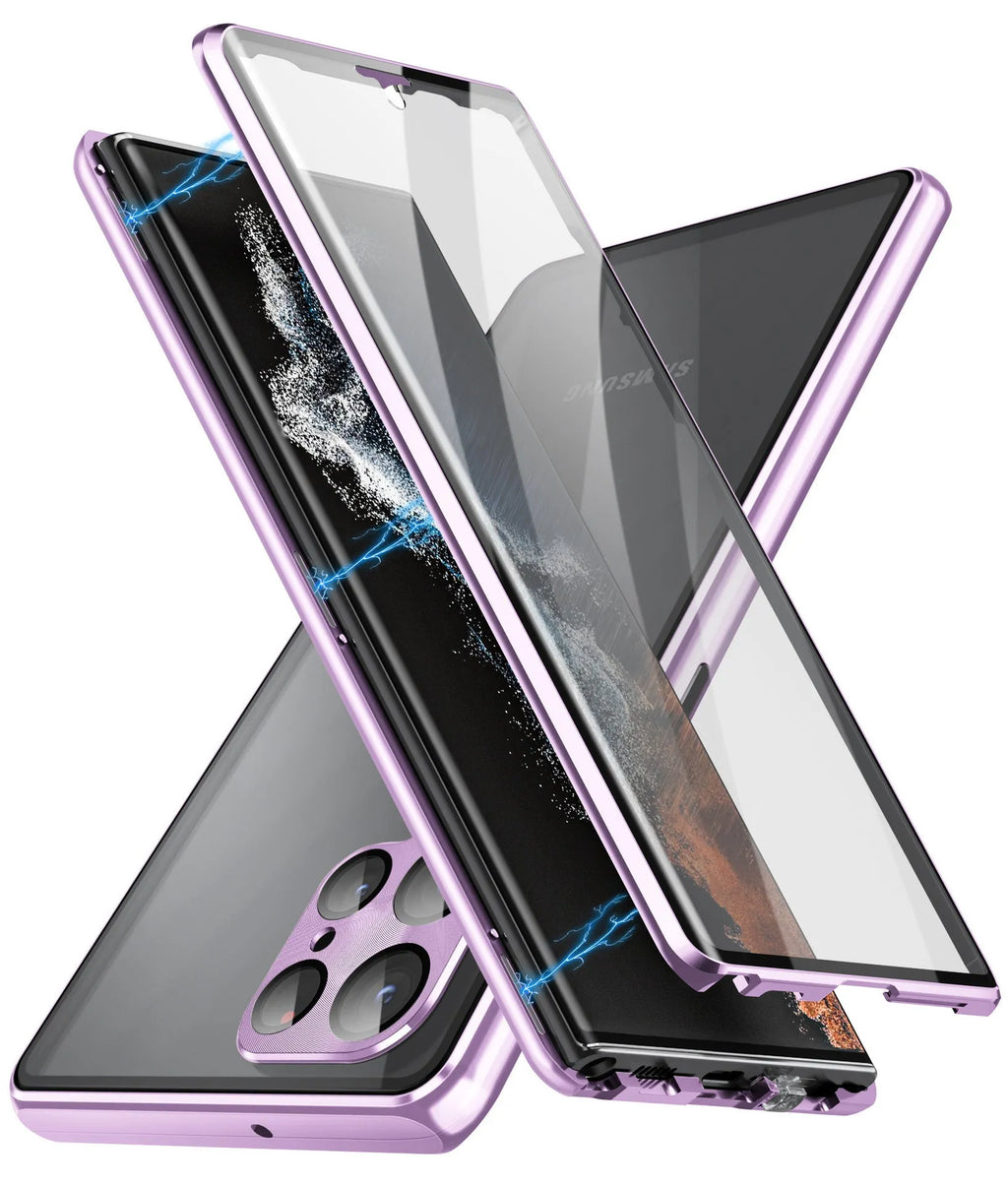 Magnetic phone case with mirror for Samsung Galaxy in black, gold, silver, blue, green, purple or red