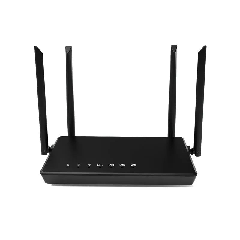 300 metre range wireless router with five ethernet ports in black or white metal casing