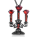 Zinc alloy clavicle necklace with hollow candlestick pendant and gothic cross chain in retro finish