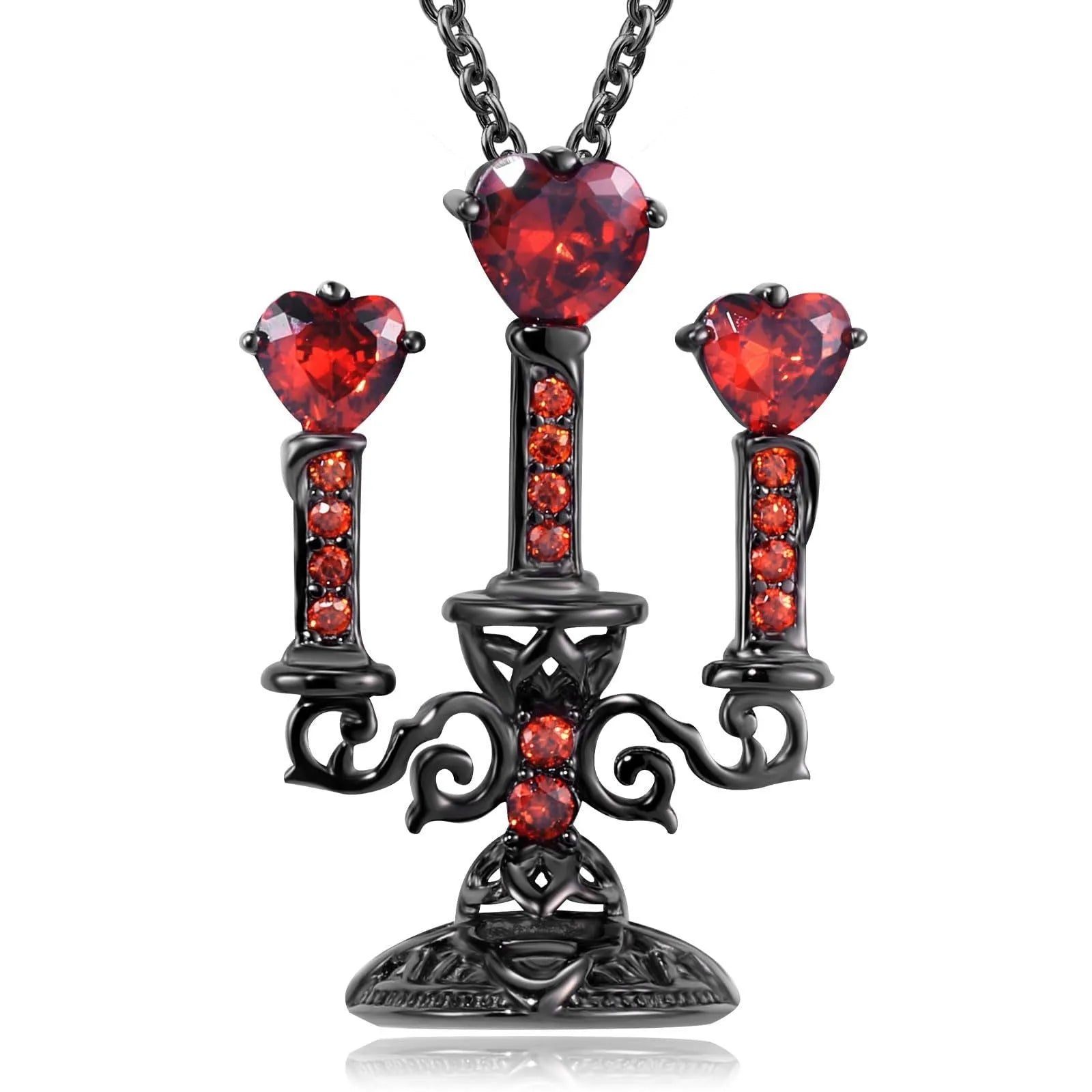 Zinc alloy clavicle necklace with hollow candlestick pendant and gothic cross chain in retro finish