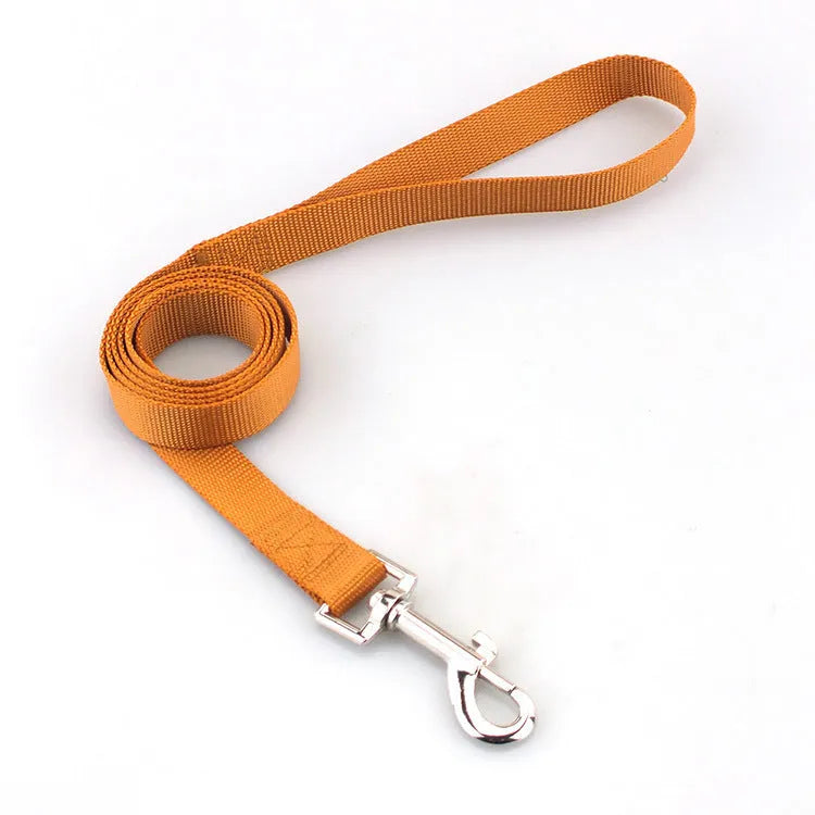 Solid colour dog lead rope in hand-holding loop design with various colour options displayed