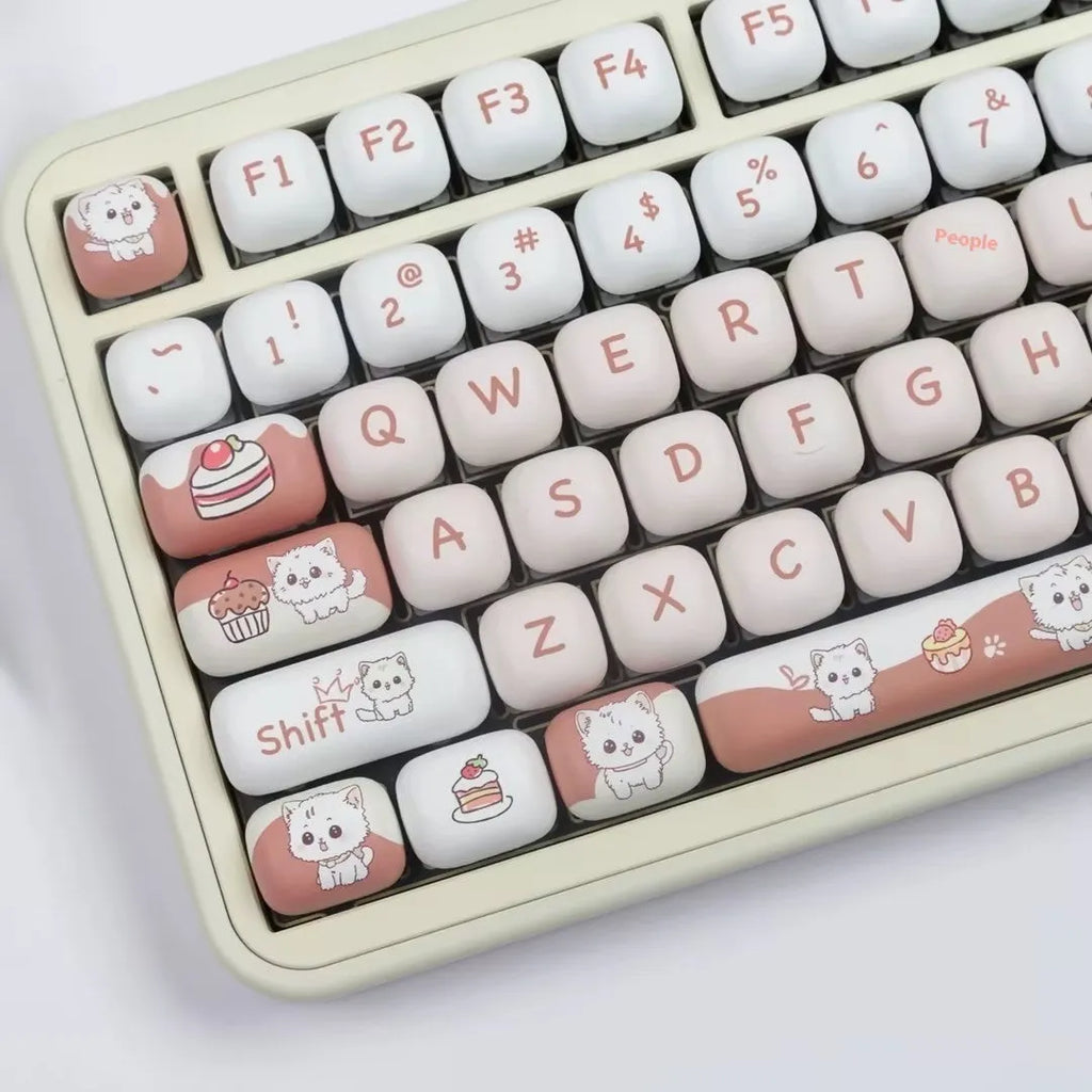 Dessert cat cartoon sublimation printed mechanical keyboard key cap with round MOG profile