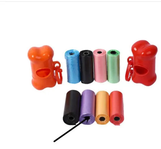 Coloured dog poop bags for waste cleanup showing 22.5 x 30 cm dimensions