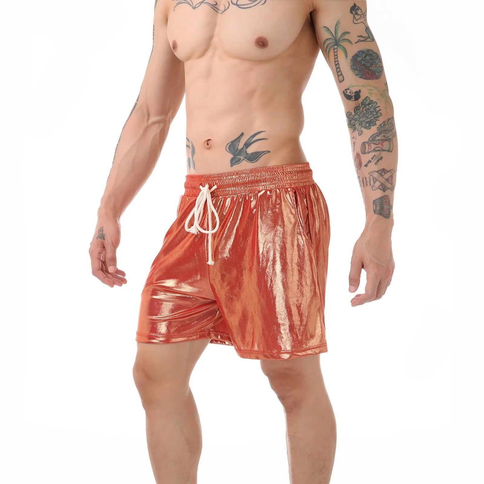 Men's casual polyester home pants in silver colour, lightweight lounge trousers for indoor relaxation