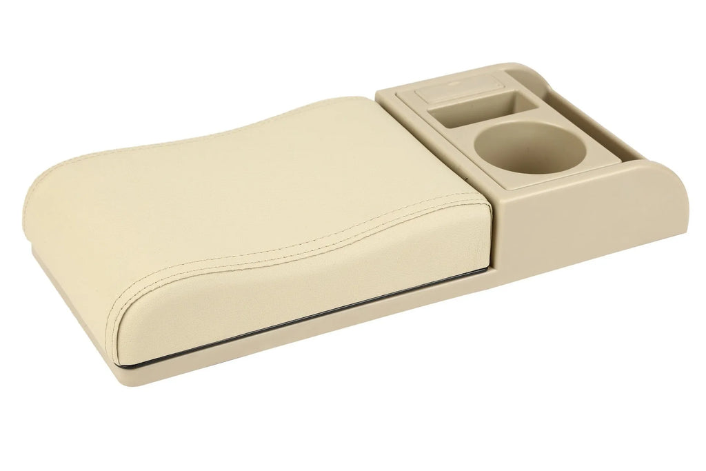 Universal height-adjustable car armrest cover with PU leather or carbon fibre pattern