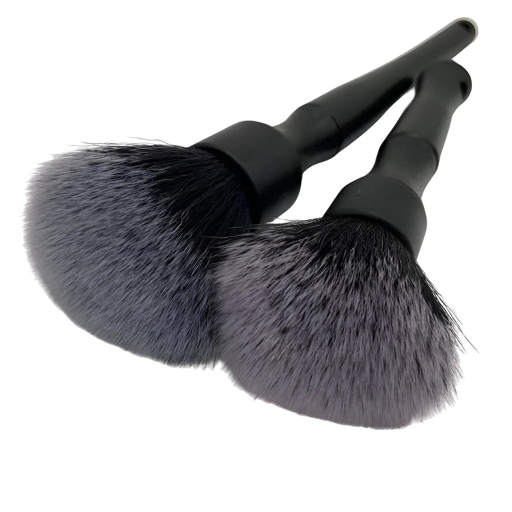 Black ultra-soft pig hair car detailing brush for interior dashboard and vent cleaning