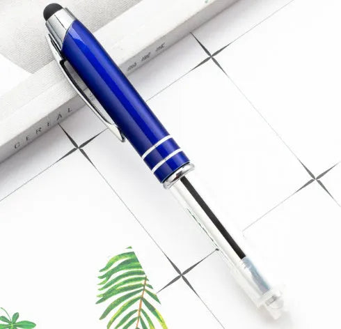 Metal multifunctional stylus pen with ballpoint and LED light in five colour options