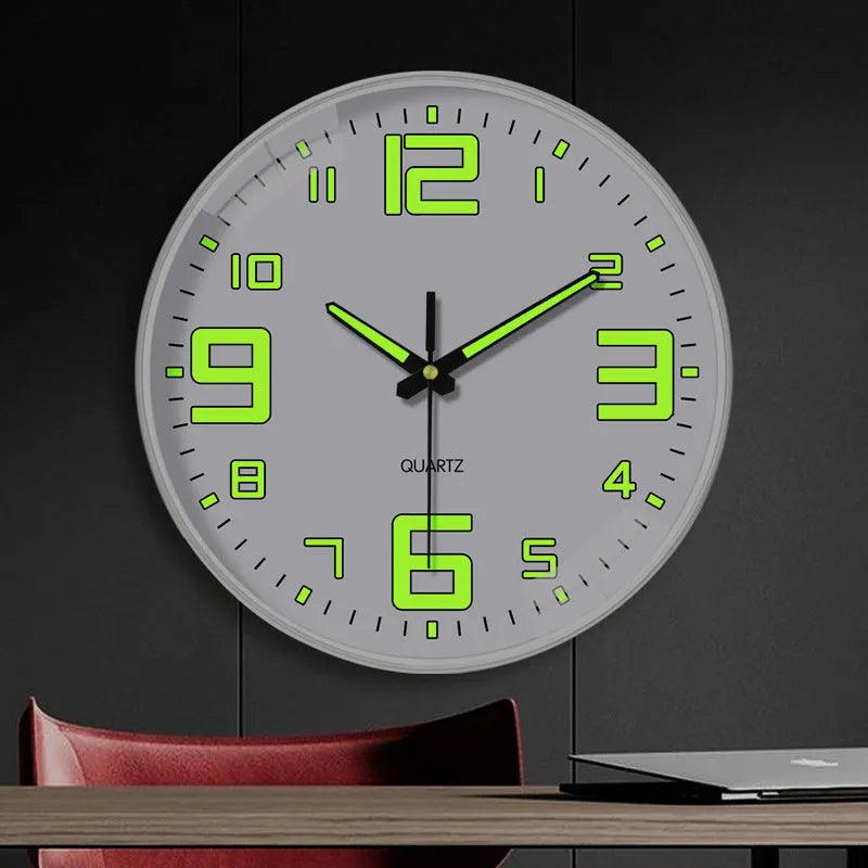 8 inch luminous wall clock with modern plastic case in 20cm diameter