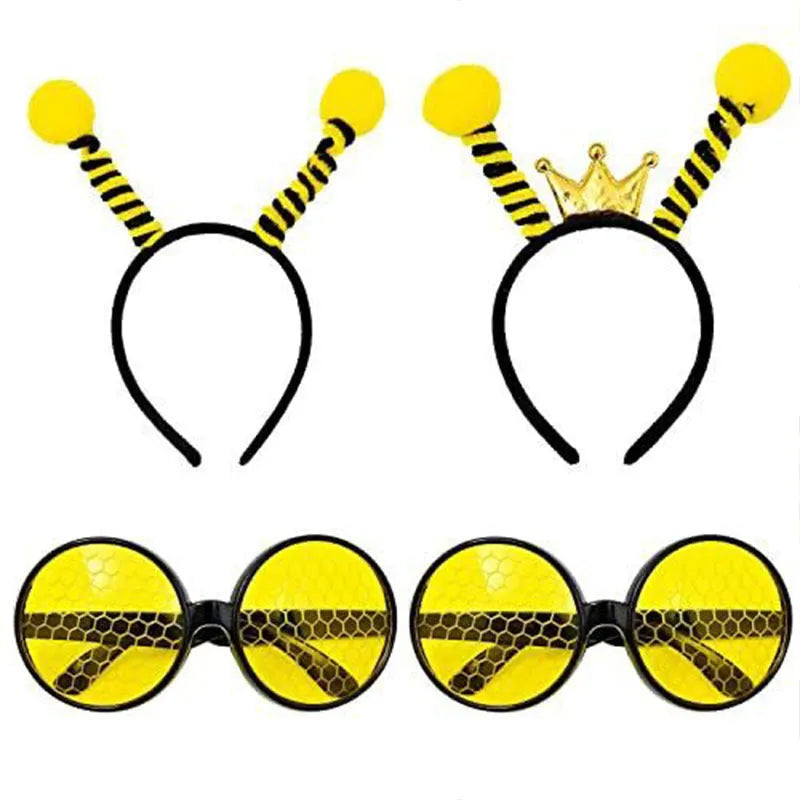 Children's yellow bees costume headband and glasses set with butterfly patterns