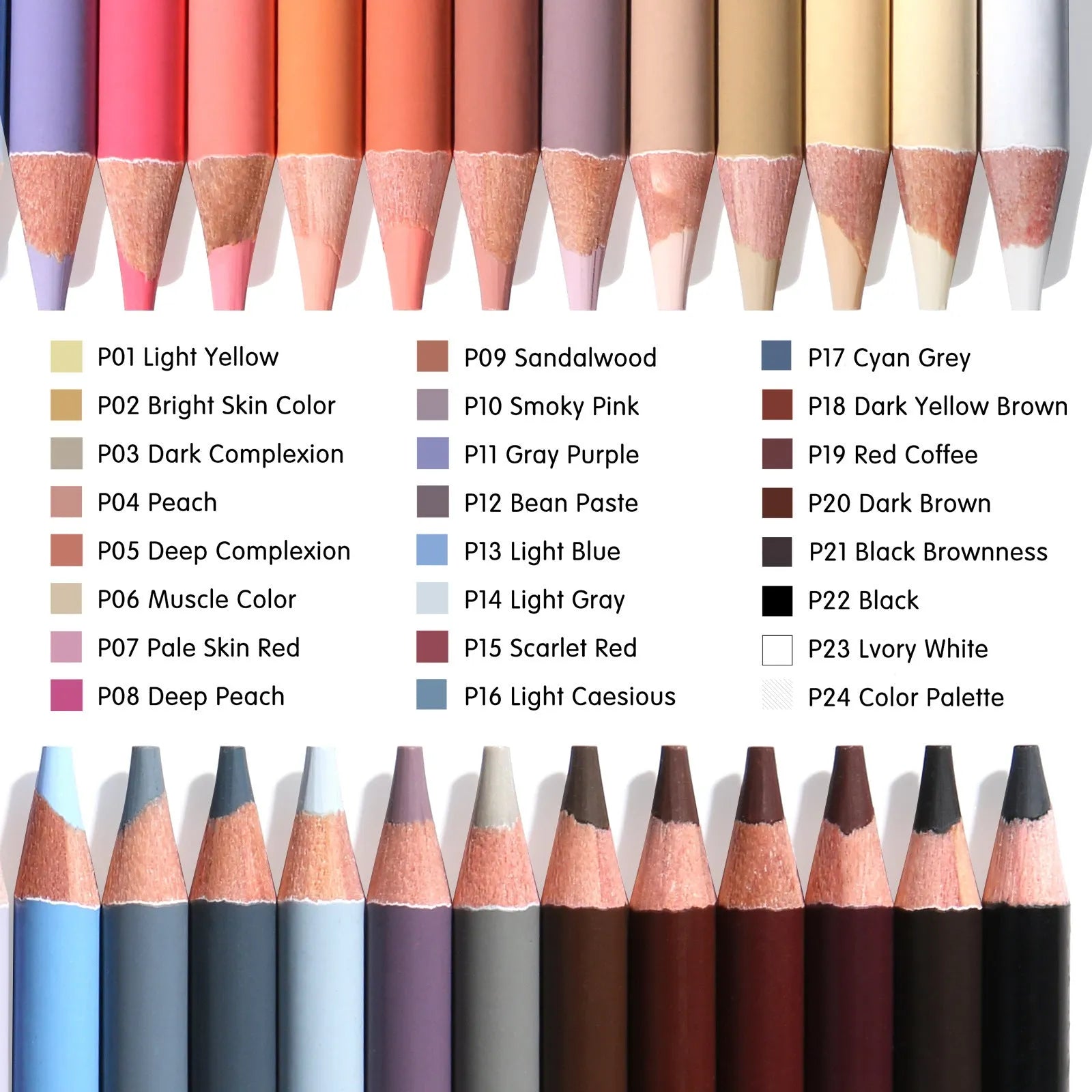 24-colour skin tone pencil set in iron box for portrait drawing artwork