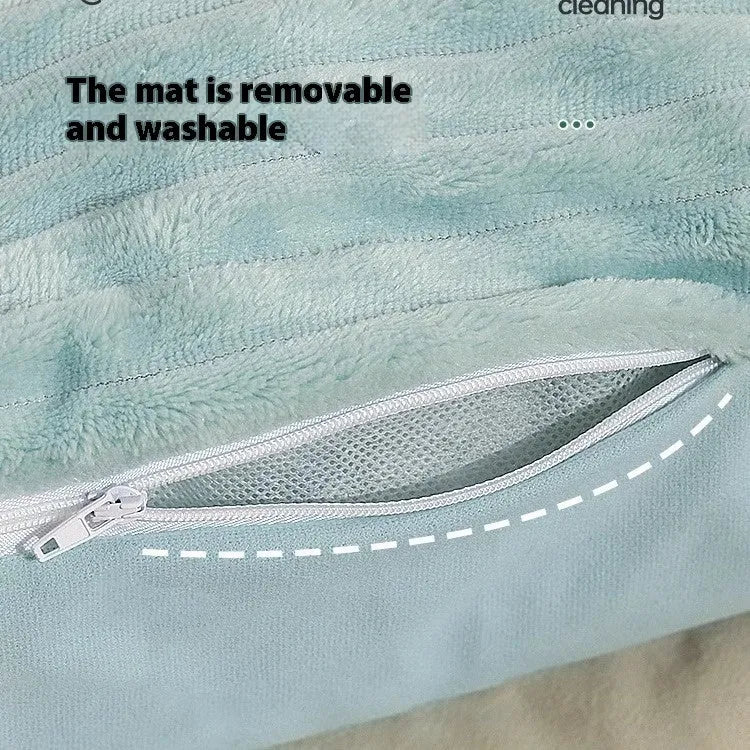 Morandi coloured removable washable pet kennel bed for dogs and cats, shown in two sizes.