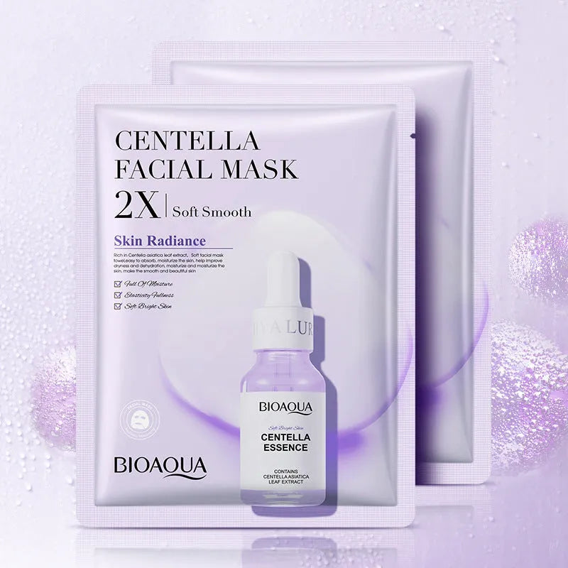 Single-use gel facial sheet mask in packaging, 30g collagen or hyaluronic acid formula.
