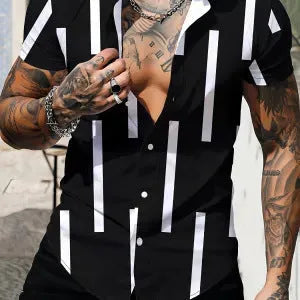 Men's slim fit floral print beach shirt with 3D digital pattern on polyester fabric