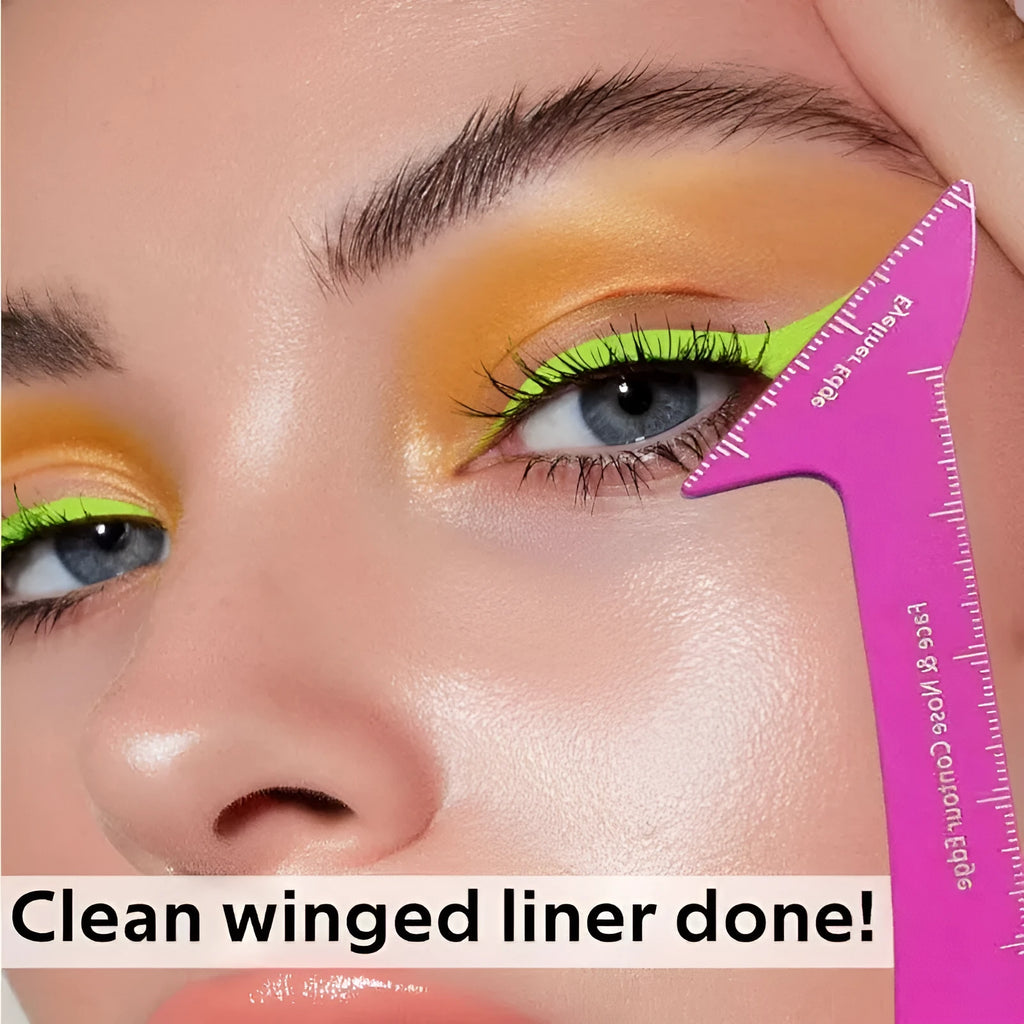 3-in-1 reusable eyeliner stencil tool for hooded eyes, winged liner and contour makeup application