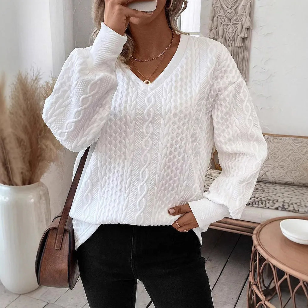 Men's milky white long sleeve T-shirt with 3D pattern and loose Japanese Korean casual fit