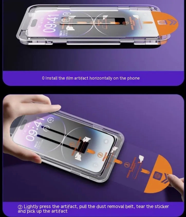 iPhone tempered glass privacy screen protector with dust-free peephole and anti fingerprint coating
