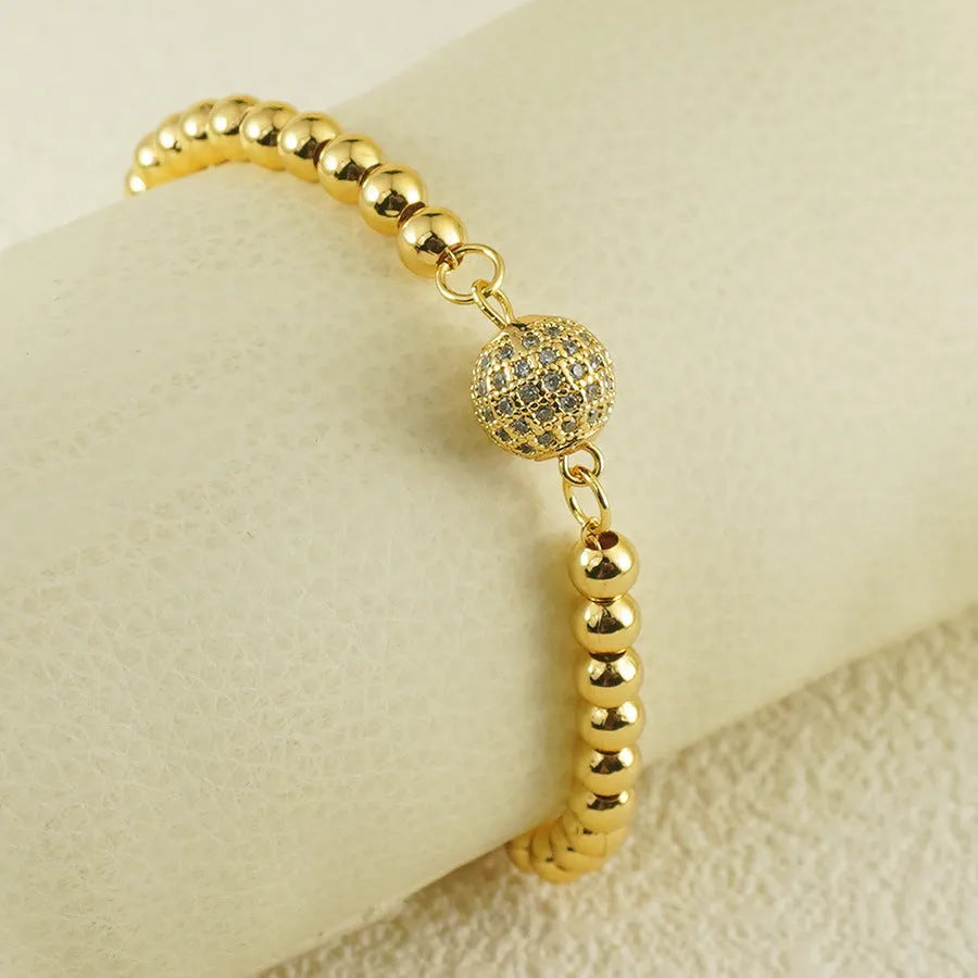 Copper bracelet with zircon heart charm in Arabic style design for women