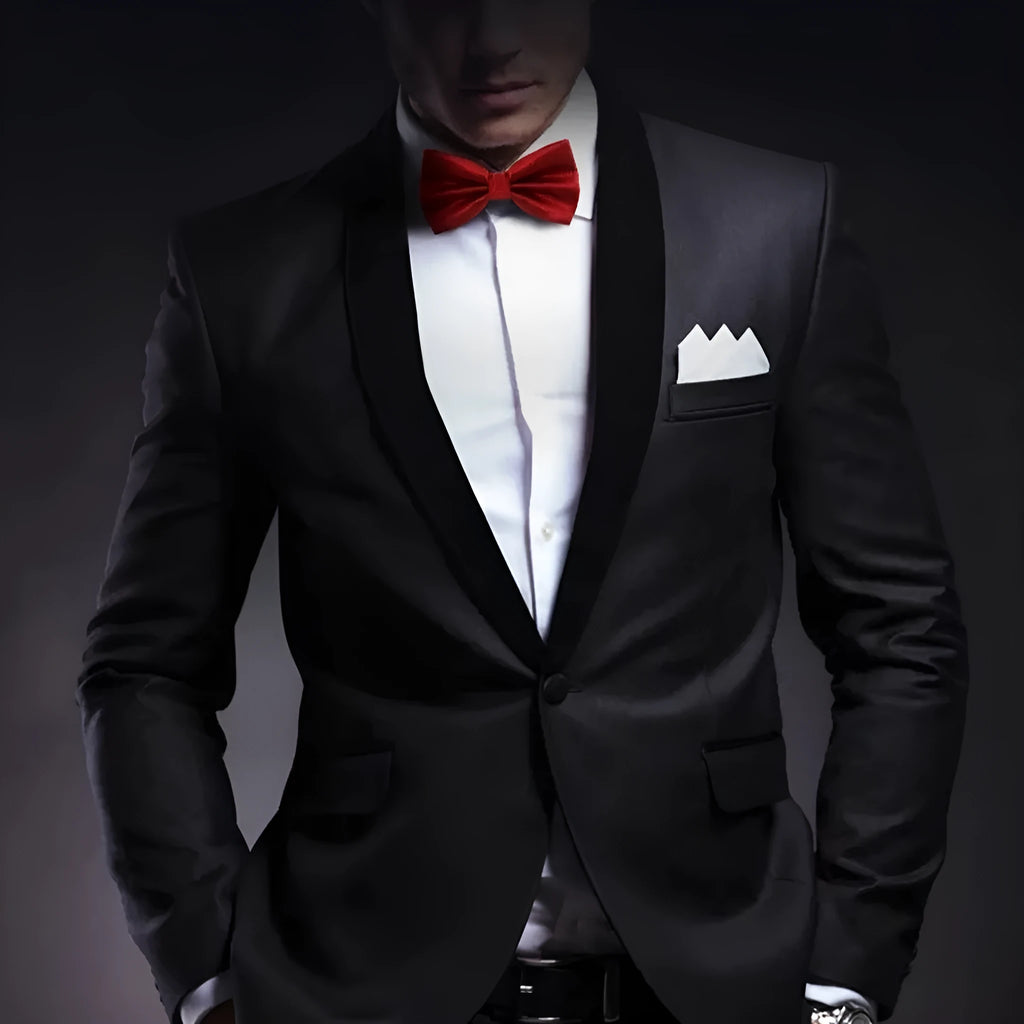 Solid colour formal bow tie with flat head design in polyester fabric