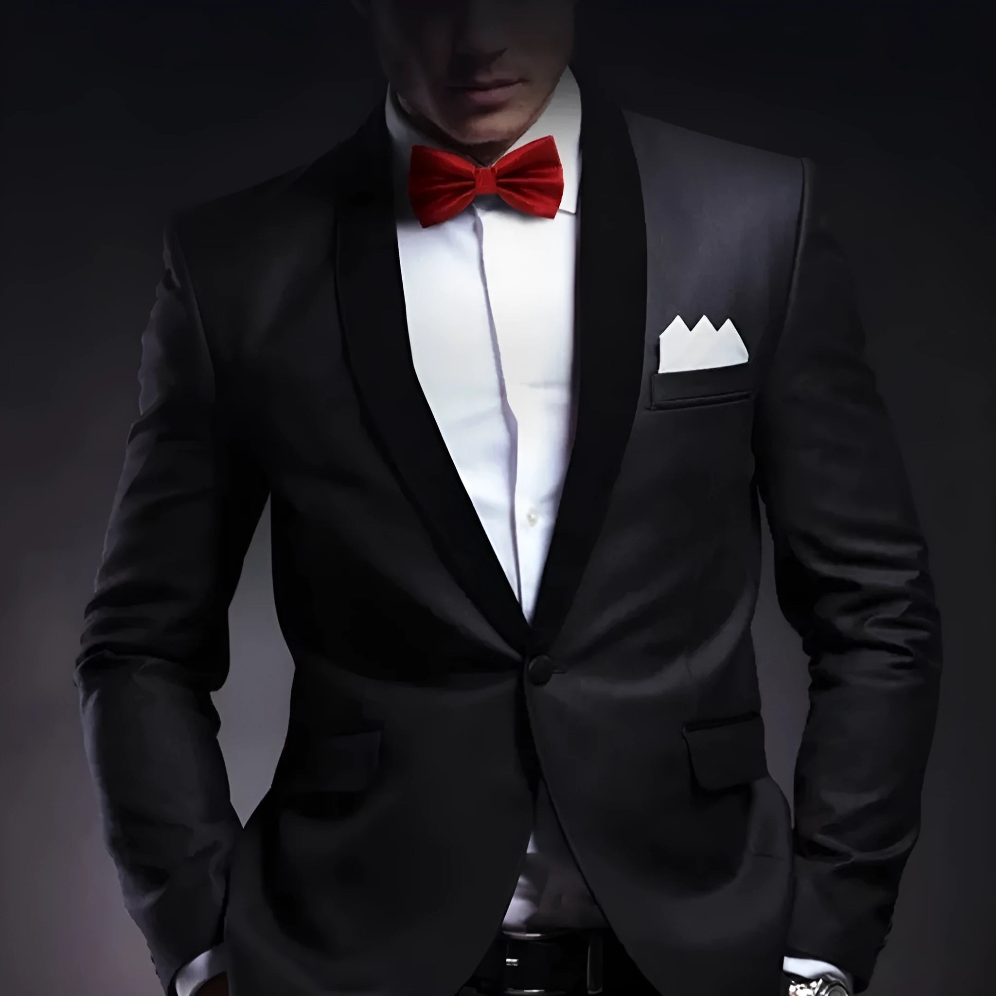 Solid colour formal bow tie with flat head design in polyester fabric