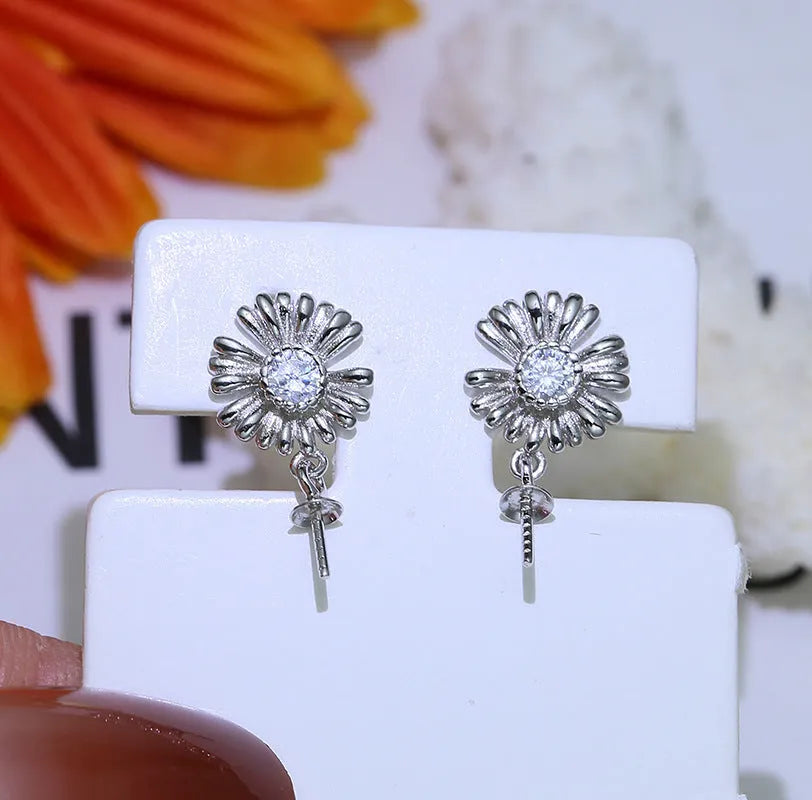 Baroque sterling silver S925 earrings with attached ring holder in gold or silver finish.