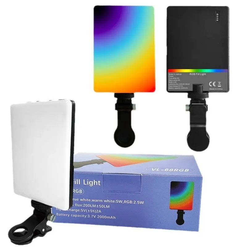 Compact pocket fill light with clip for mobile phone photography