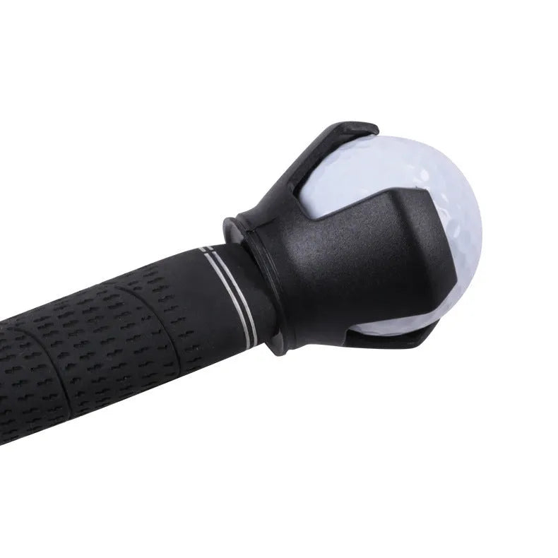 Black golf ball picker clip device for retrieving balls without bending, lightweight 60g construction