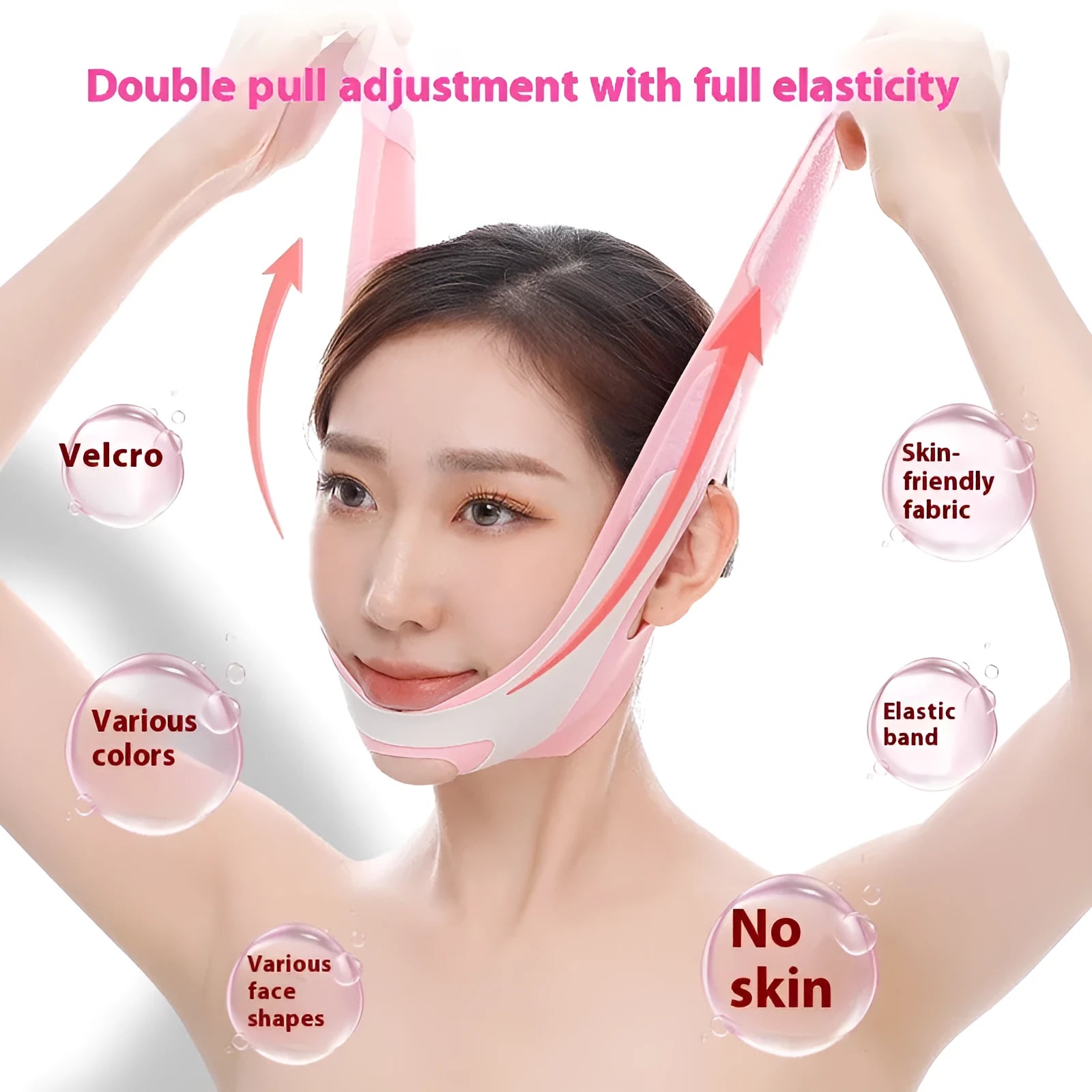 Elastic face bandage facial care tool in pink and black colour options