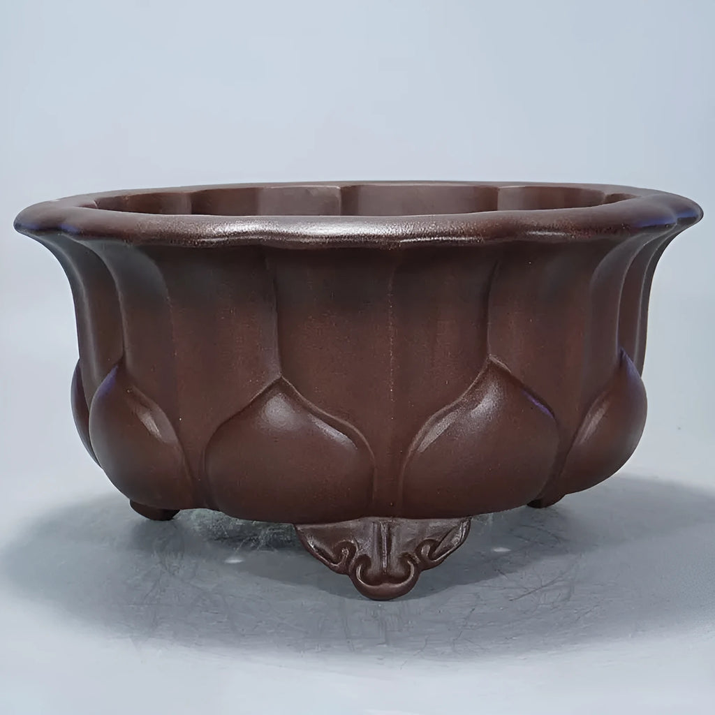 Purple sand clay succulent flower pot with Chinese classical styling measuring 37x37x20cm